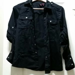 Material girl black shirt with snaps